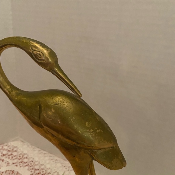 Brass Crane Statue Vintage - Picture 4 of 7